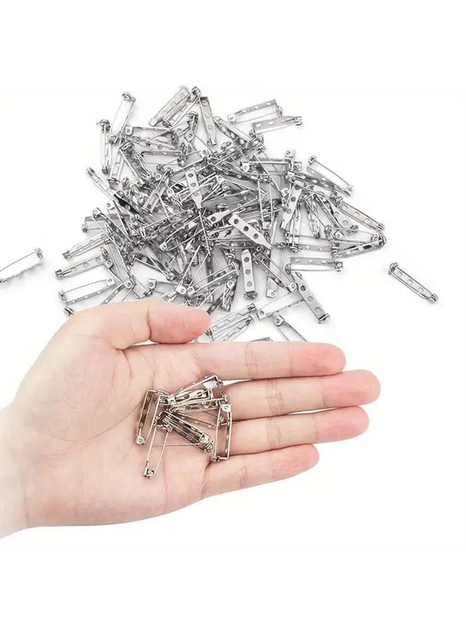Stainless Steel Brooch Pin Backs 20pcs Steel 20mm Secure Locking Clasp - Image 5